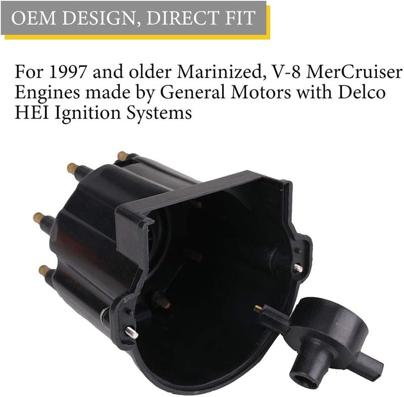 Tutor Auto Distributor Cap and Ignition Rotor Kit for Marinized 5.0L, 5.7L, 350 V-8 MerCruiser Engines Made by General Motors with Delco HEI Ignition - Replaces 808483Q1, 18-5281 - Image 5